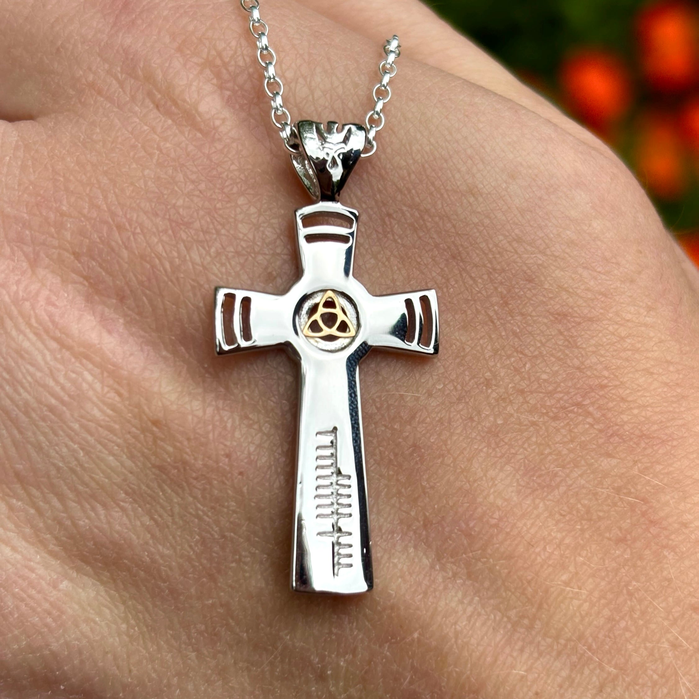 Silver & 18k Gold Trinity Faith Cross