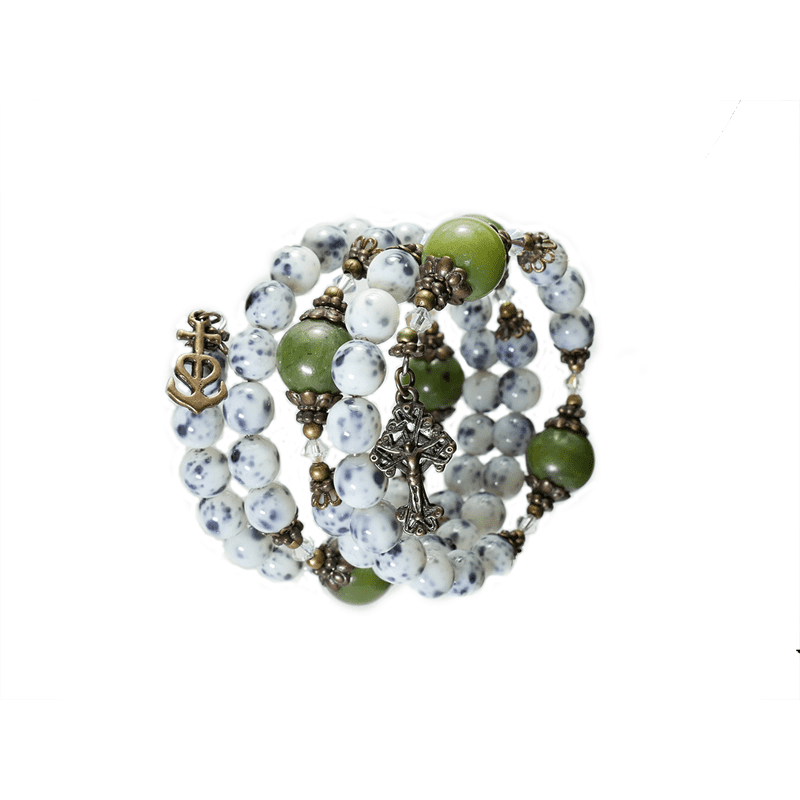 Dappled White Rosary Bracelet