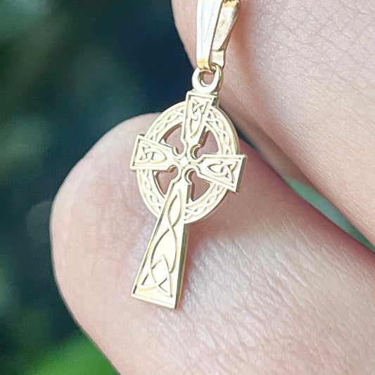 10k Gold Celtic Cross Necklace