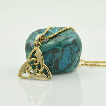 Gold Plated Emerald Trinity Knot Necklace