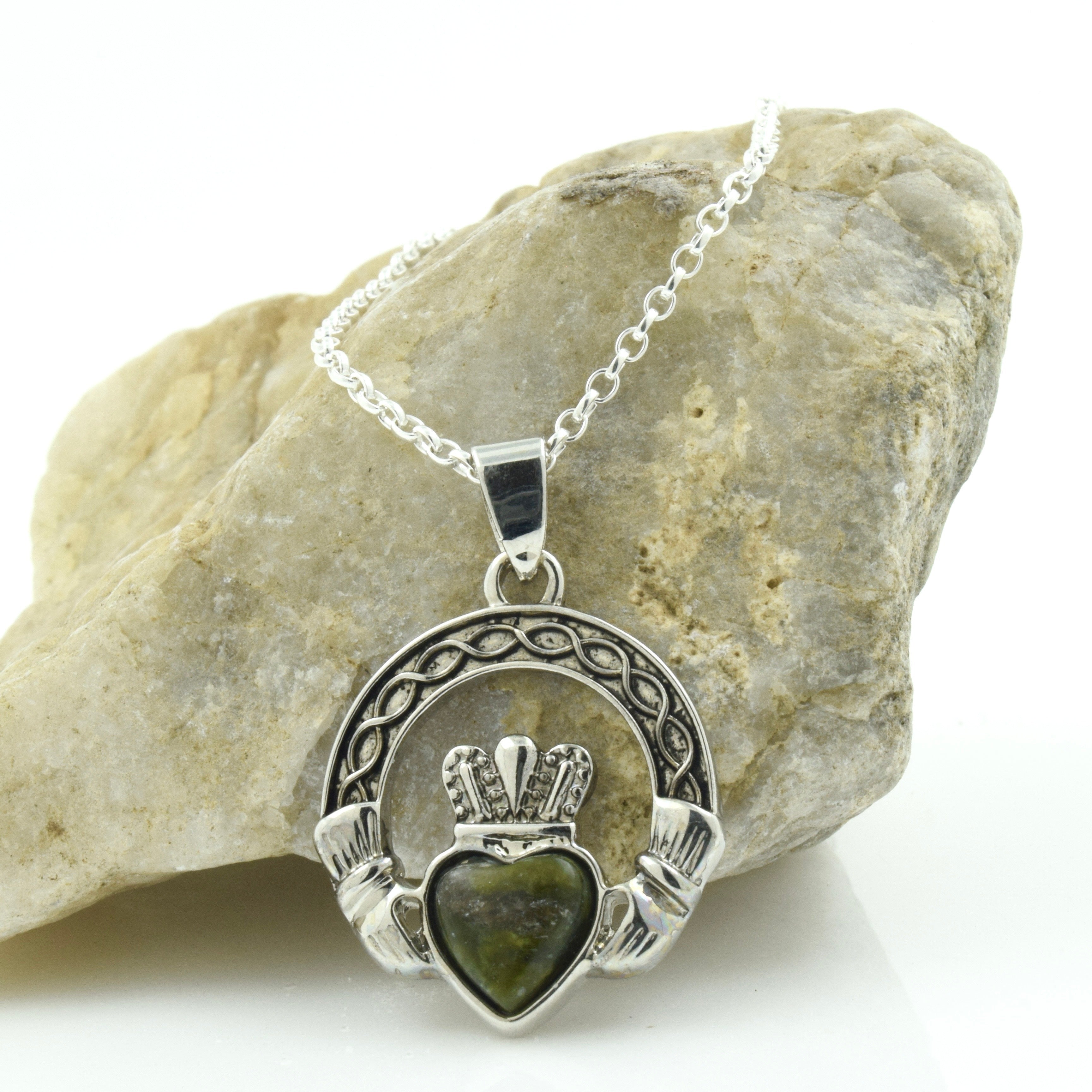 Claddagh Connemara Marble Pendant Necklace