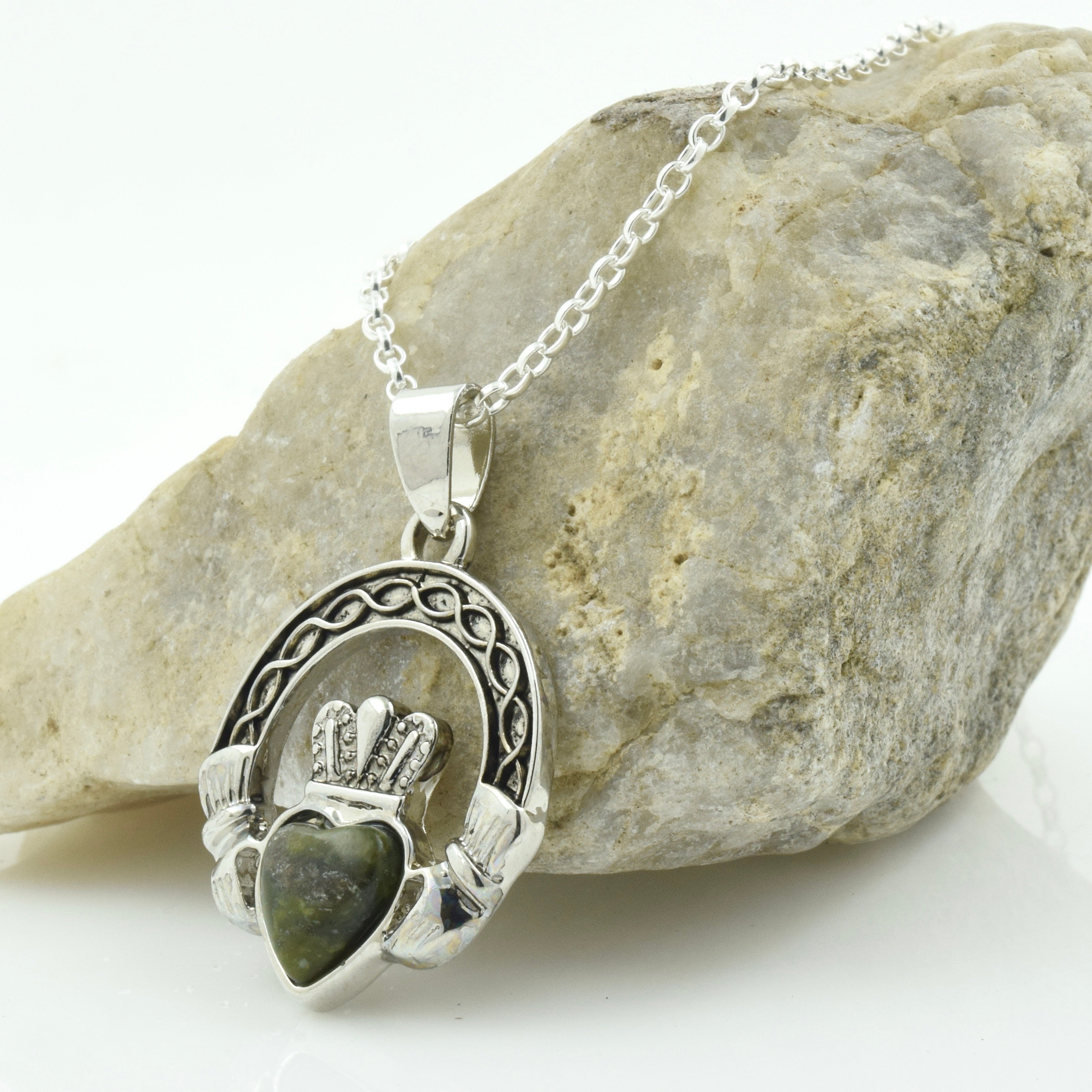 Claddagh Connemara Marble Pendant Necklace