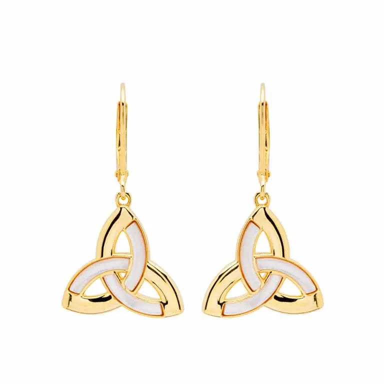 14KT Gold Vermeil Mother of Pearl Celtic Trinity Knot Earrings