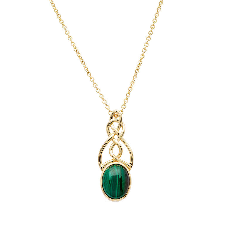 14KT Gold Vermeil Malachite Set Celtic Necklace