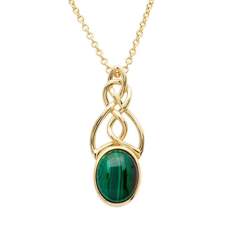 14KT Gold Vermeil Malachite Set Celtic Necklace