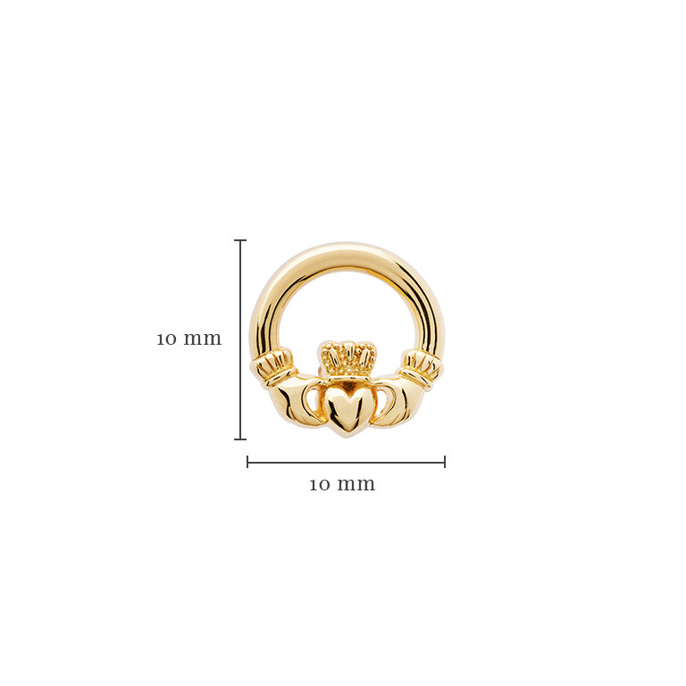 14KT Gold Vermeil Stud Claddagh Earrings