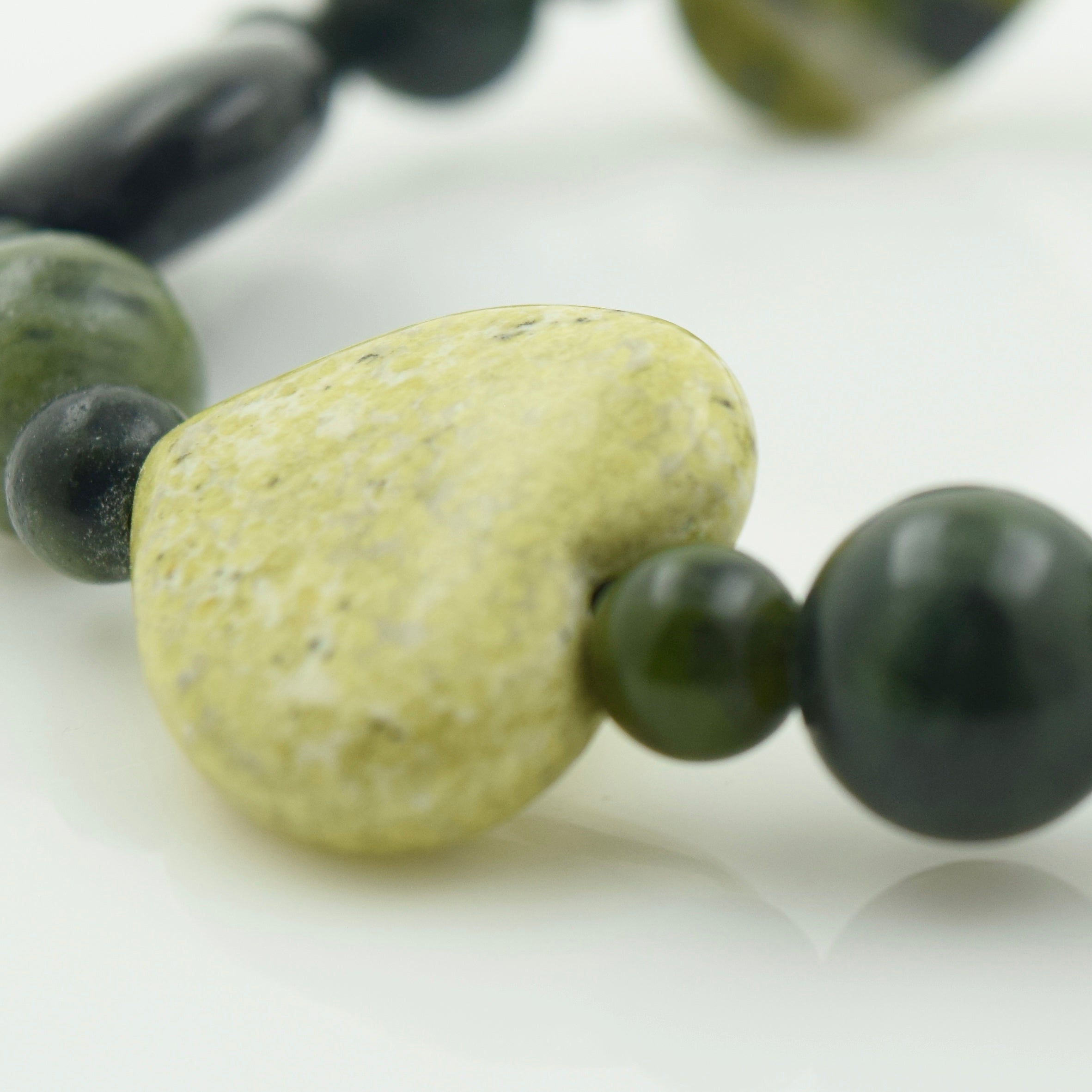 Connemara Marble Bracelet With Round And Heart Nuggets