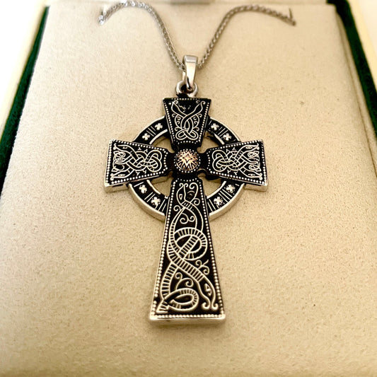 Antiqued Large Celtic Warrior Cross Necklace