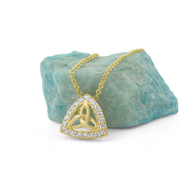 Gold Diamond CZ Trinity Knot Necklace