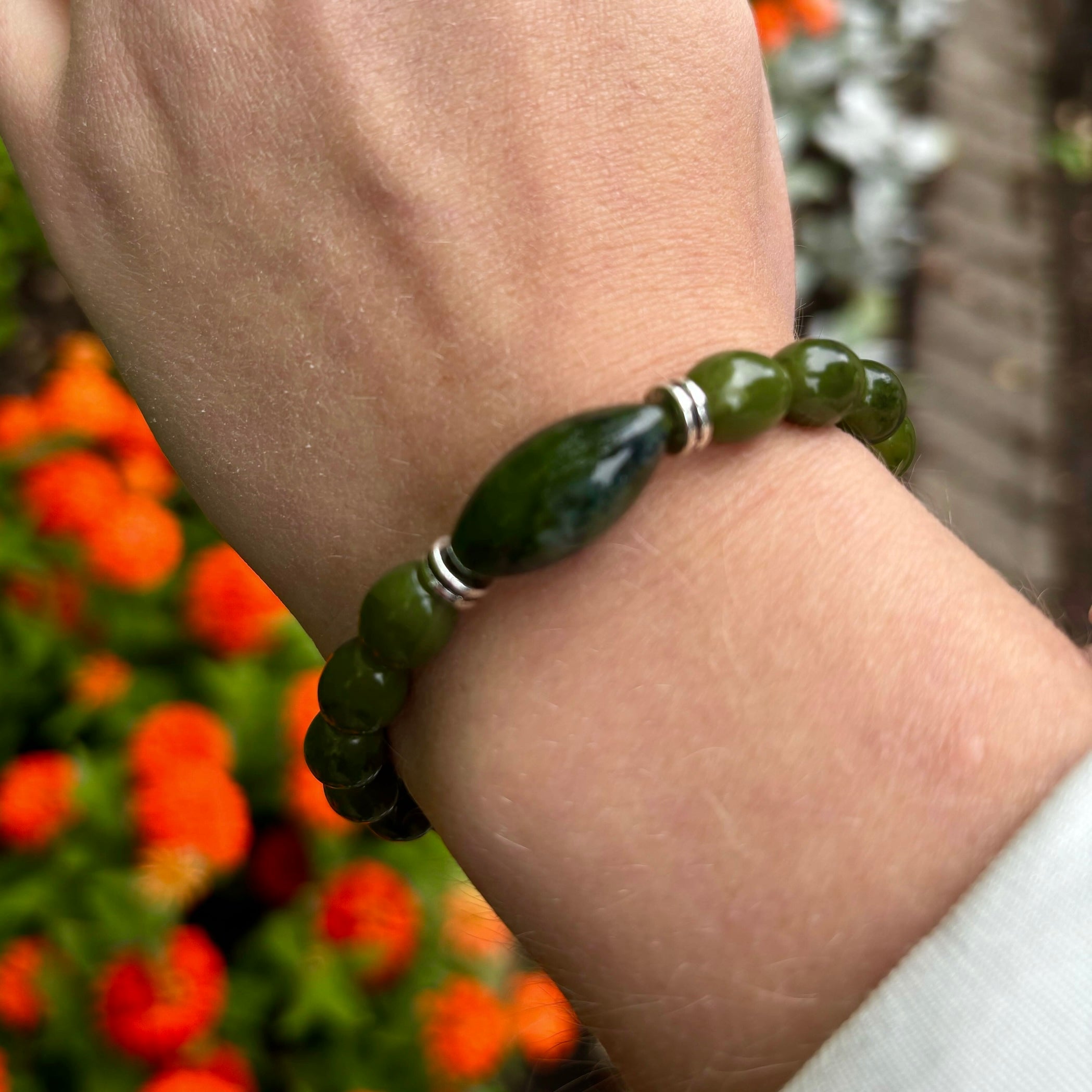 Connemara Marble Watermelon Shaped Stretch Bracelet