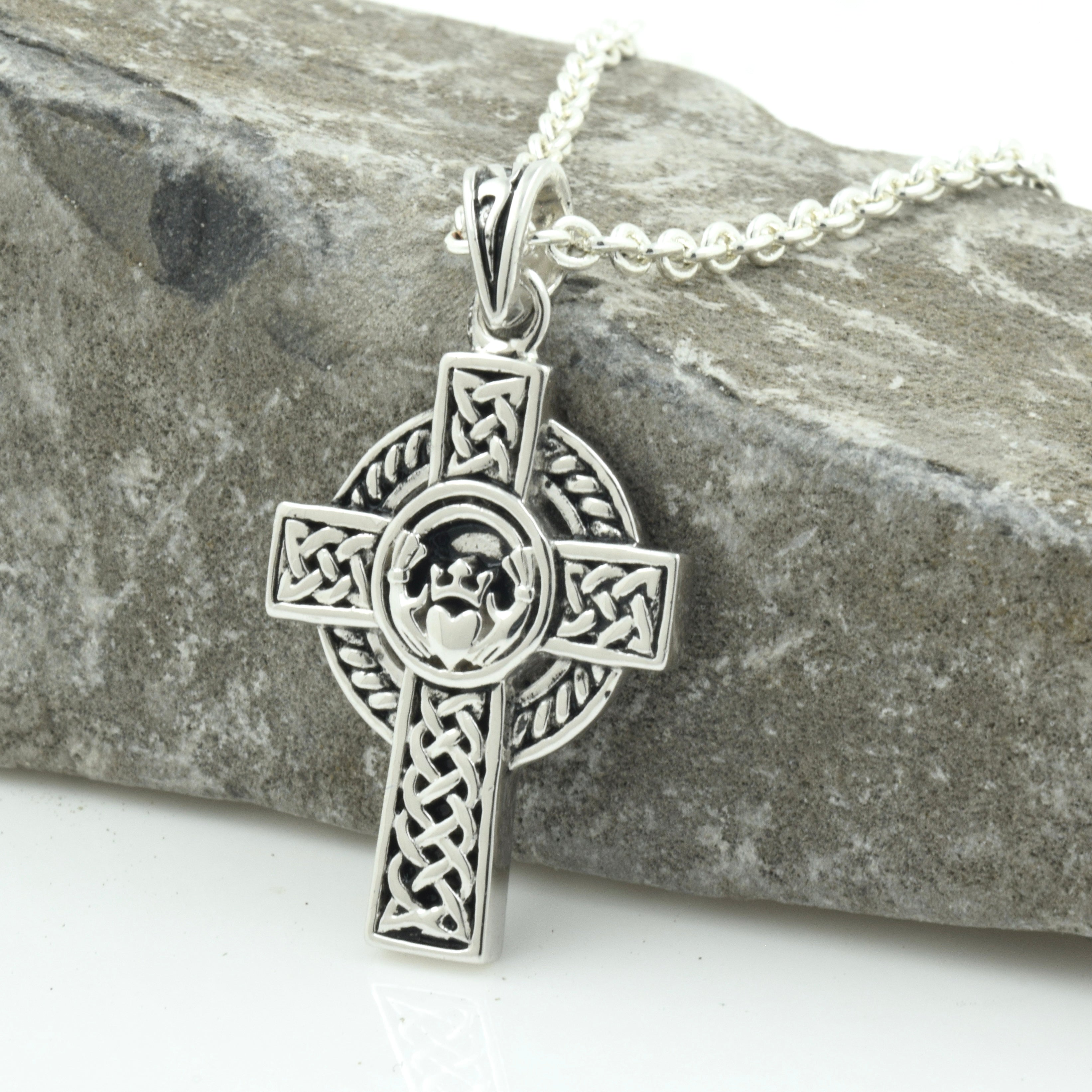 Silver Claddagh Cross Necklace