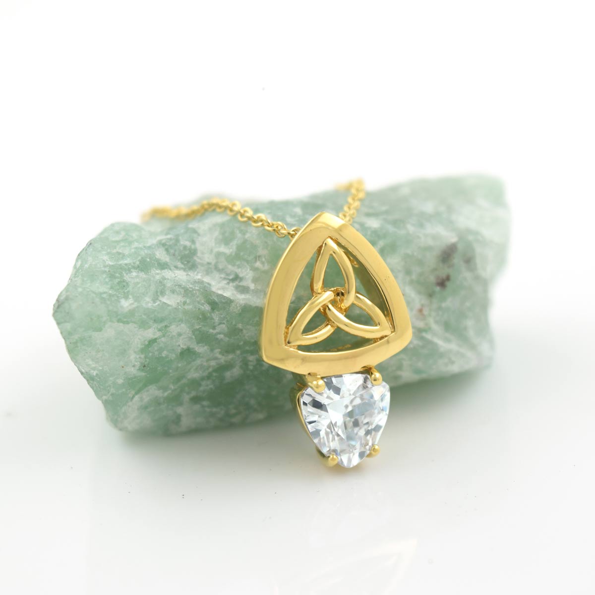 Gold Trinity Knot Necklace Over Sterling Silver