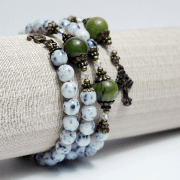 Dappled White Rosary Bracelet