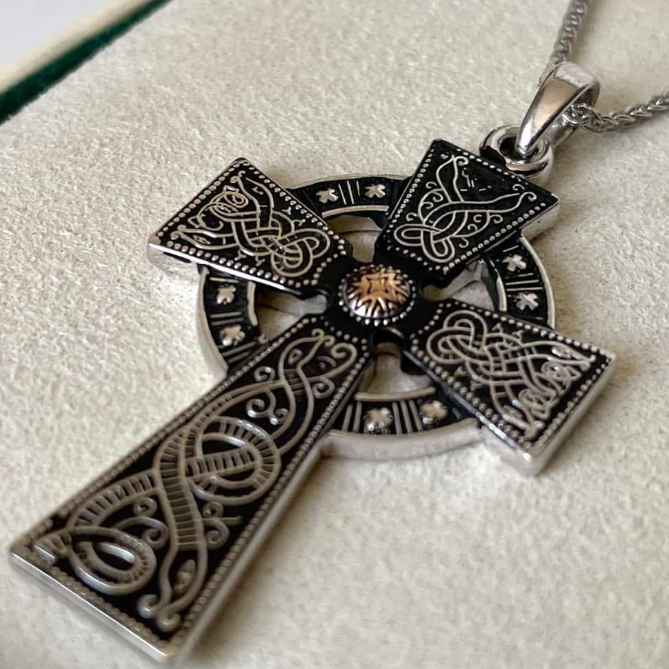 Antiqued Large Celtic Warrior Cross Necklace