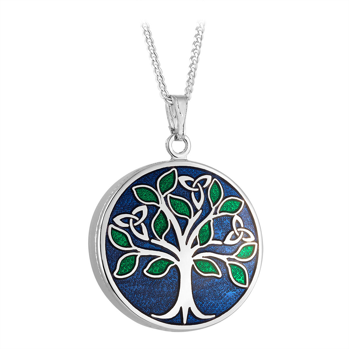 Rhodium Enamel Tree Of Life Pendant