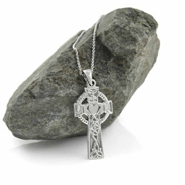 Claddagh and Trinity Knot Celtic Cross