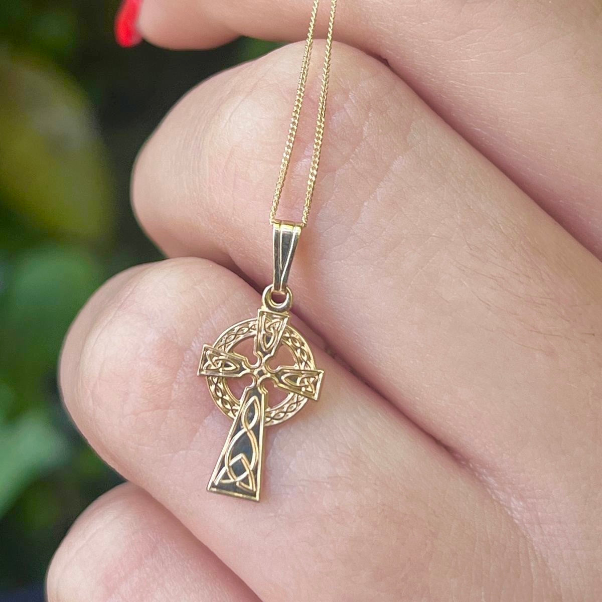 10k Gold Celtic Cross Necklace