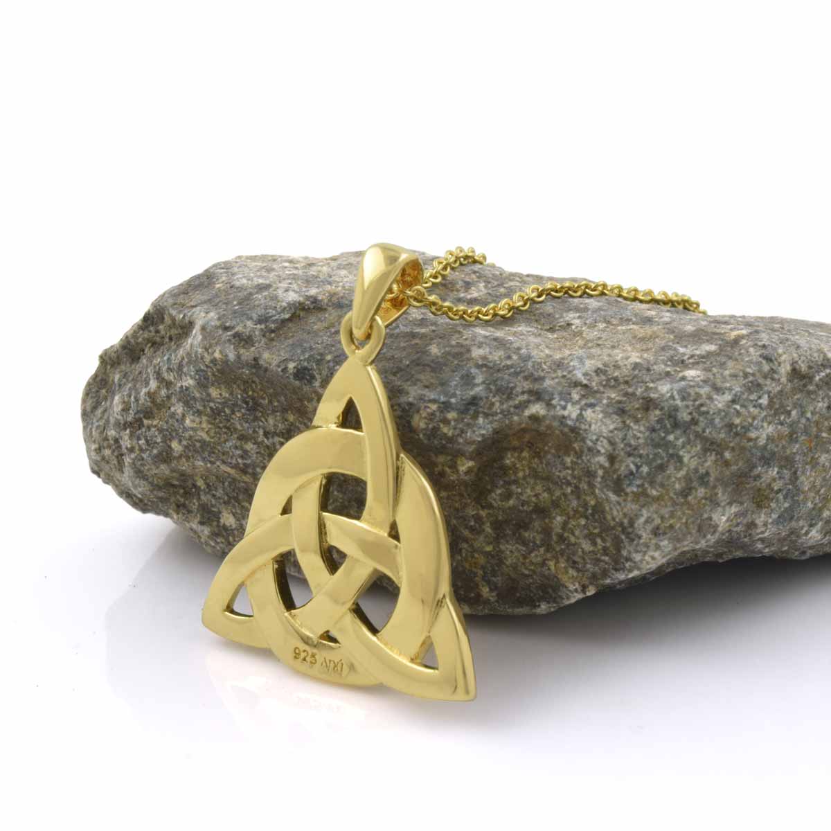 Gold Trinity Knot Necklace Coated Over Sterling Silver