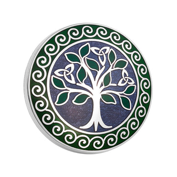 Rhodium Enamel Tree Of Life Brooch