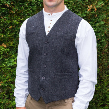 Tweed Herringbone Waistcoat - Grey