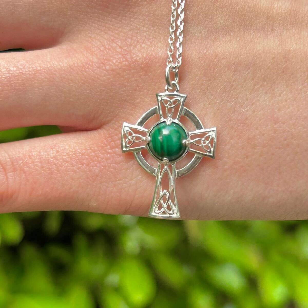 Sterling Silver And Malachite Cross