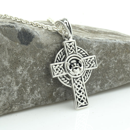 Silver Claddagh Cross Necklace