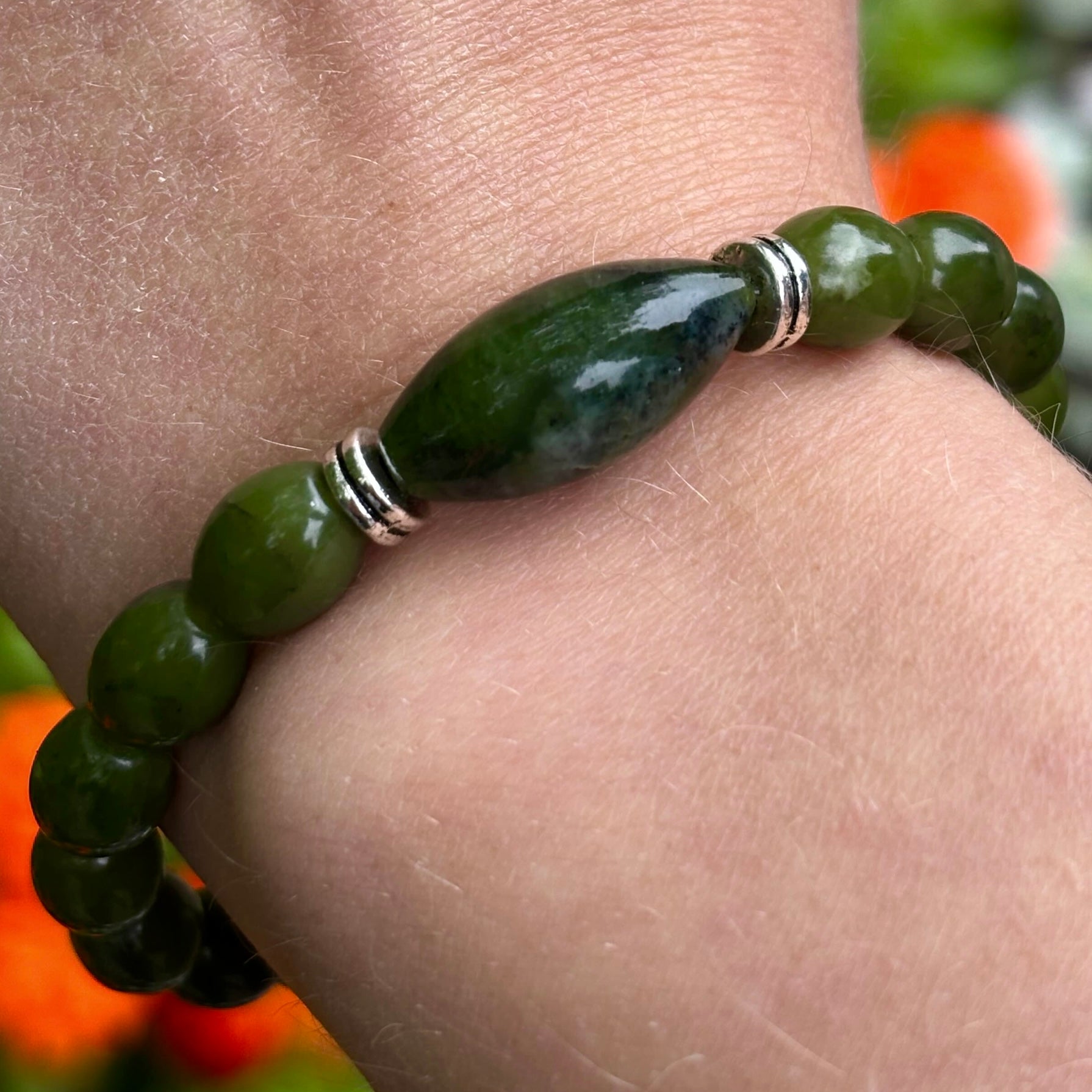 Connemara Marble Watermelon Shaped Stretch Bracelet