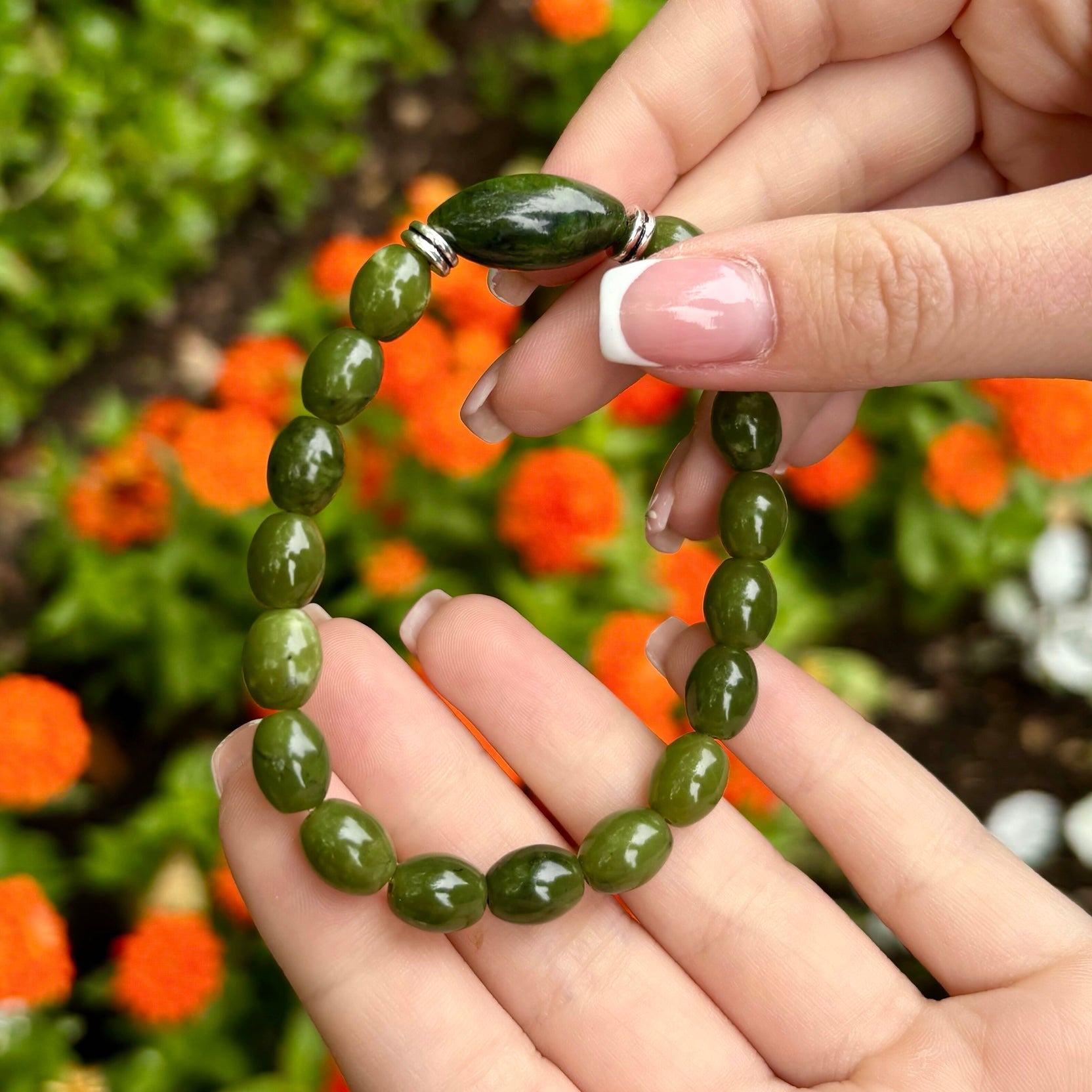 Connemara Marble Watermelon Shaped Stretch Bracelet