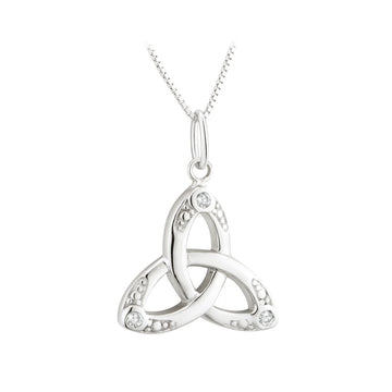 Sterling Silver Crystal Trinity Knot Pendant