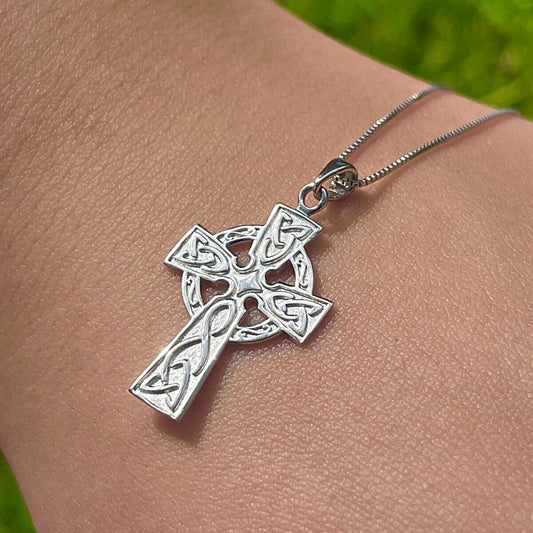 Hand Engraved Sterling Silver Celtic Cross