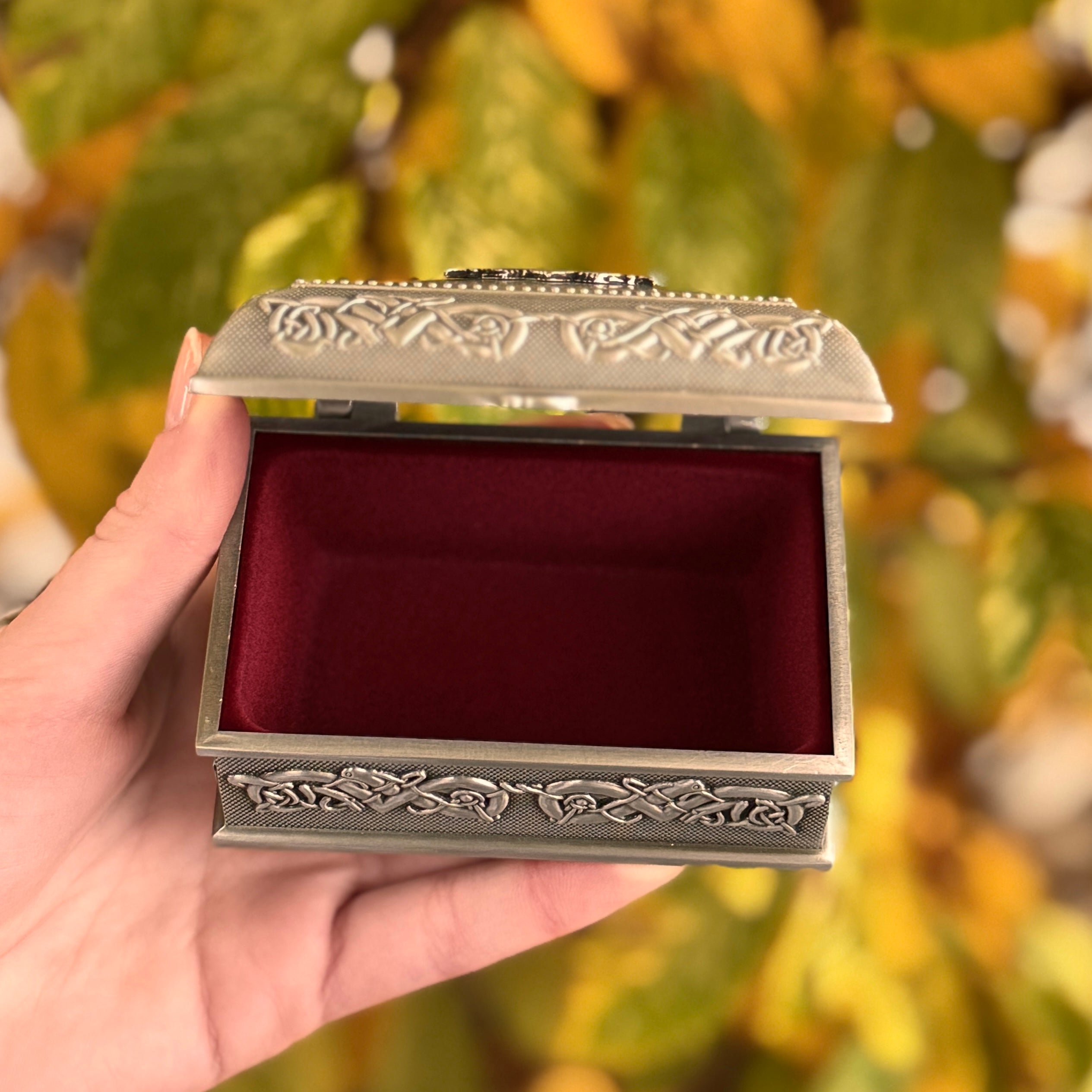 Vintage Celtic Jewelry Box with Claddagh Design