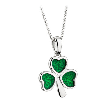 Sterling Silver Enamel Shamrock Pendant