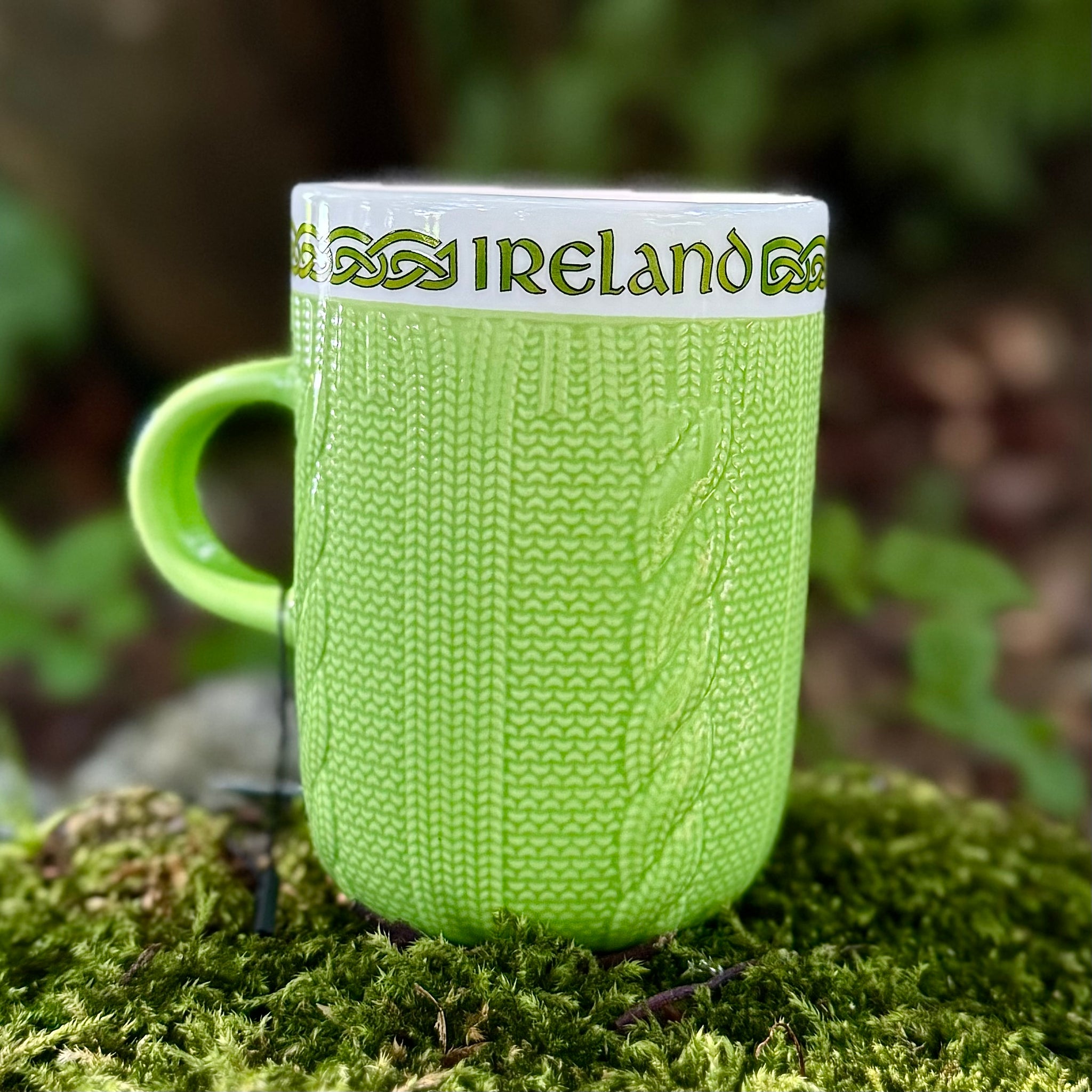 Green Aran Stitch Irish Mug