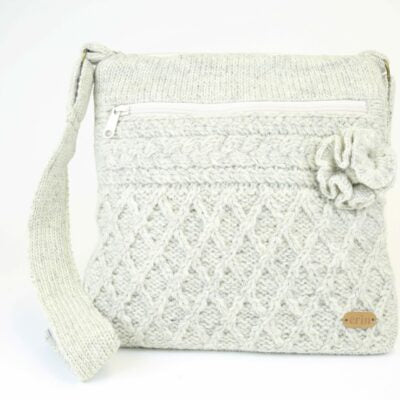 Aran Trellis Pattern Crossbody Bag Oatmeal