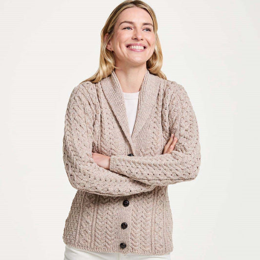 Tourmakeady Shawl Collar Aran Cardigan