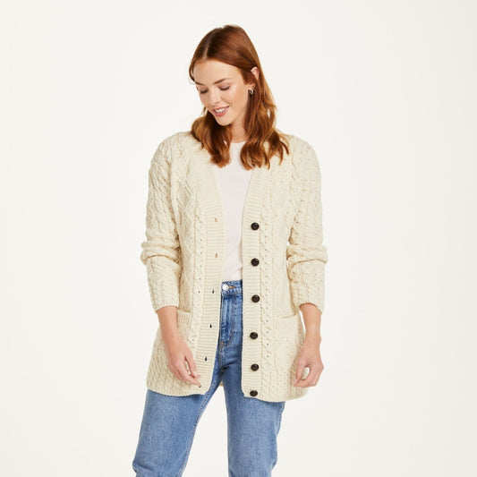 Glebe Aran Long Line Cardigan