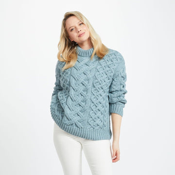 Dingle Ladies Aran Trellis Sweater