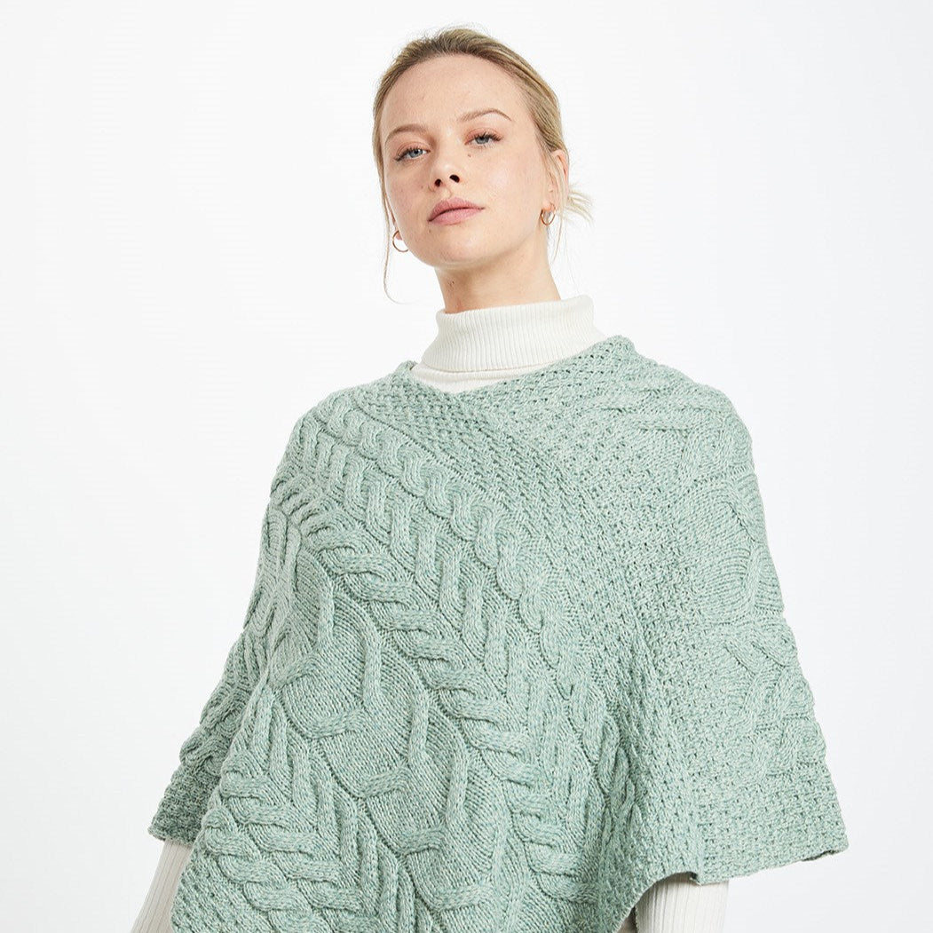 Glencar Ladies Classic Aran Poncho