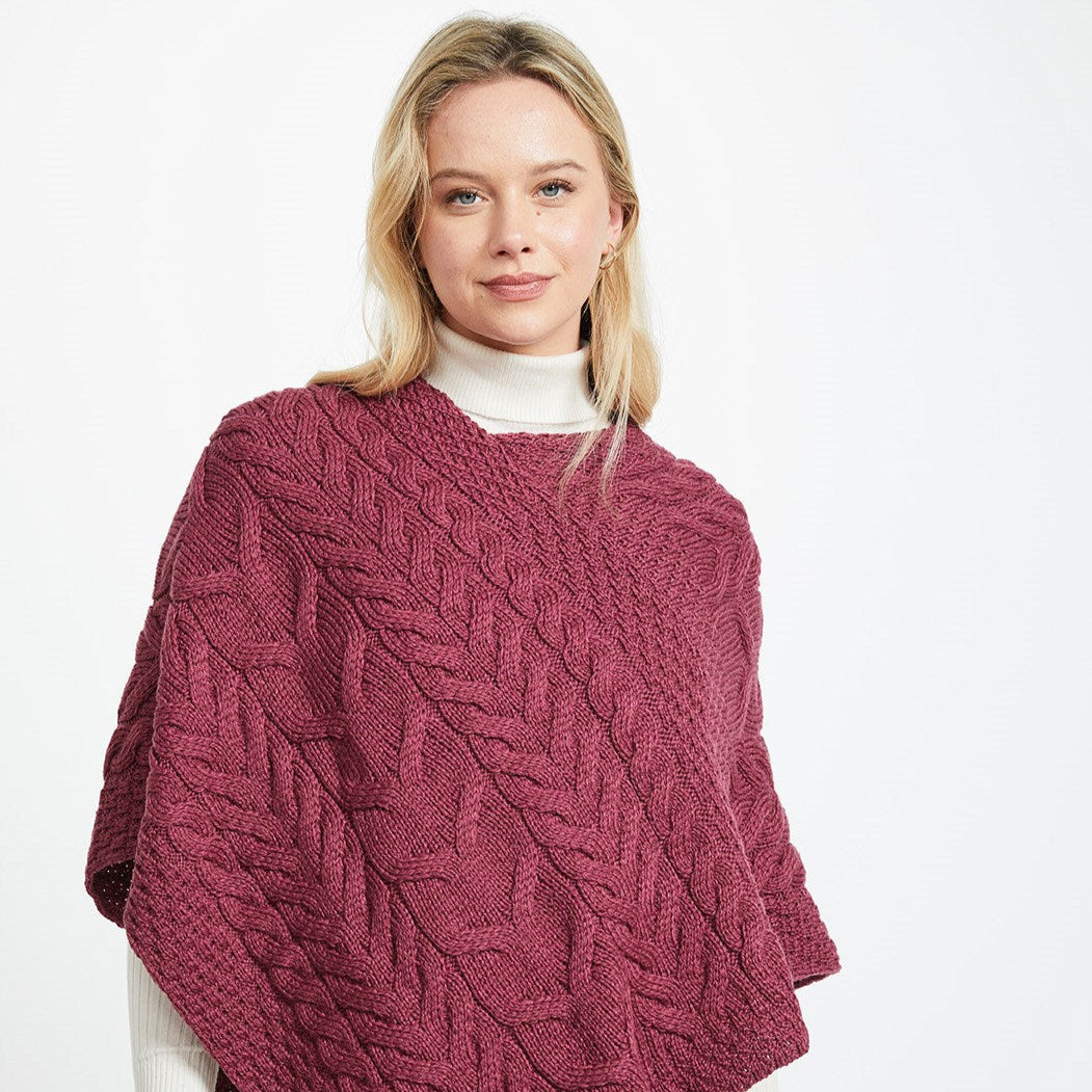 Glencar Ladies Classic Aran Poncho