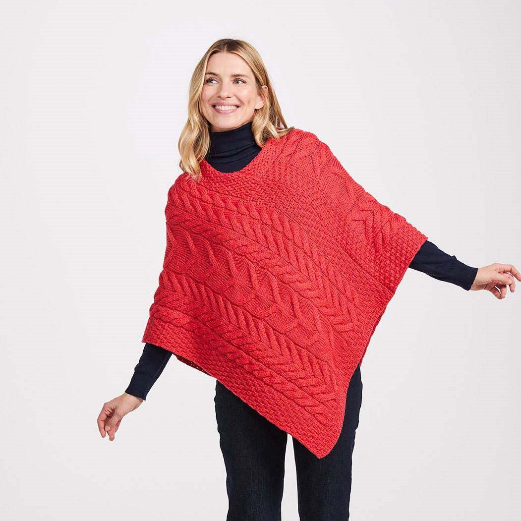 Glencar Ladies Classic Aran Poncho