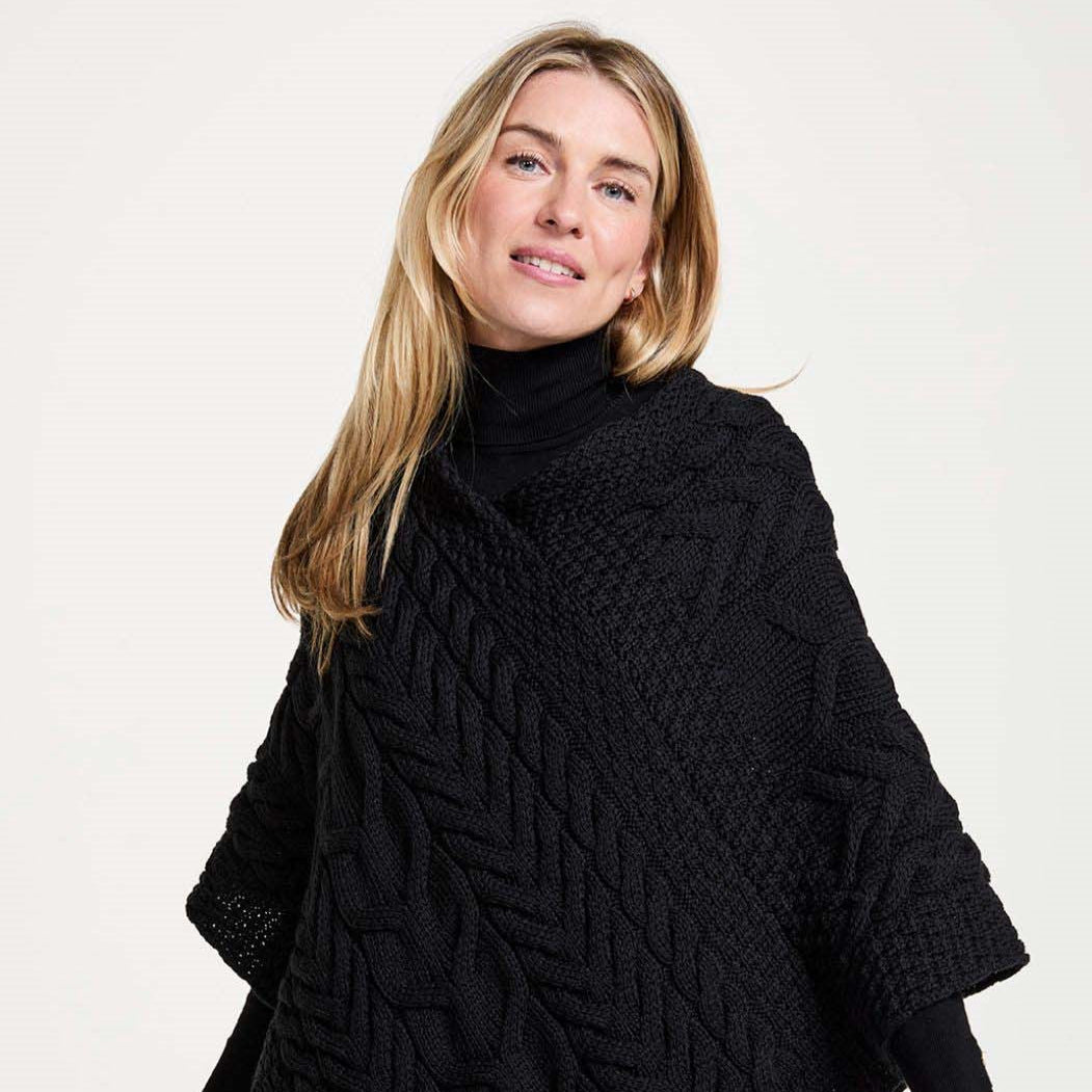 Glencar Ladies Classic Aran Poncho