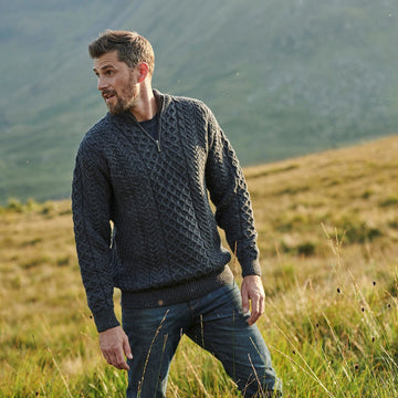 Ballycroy Mens Aran Half Zip Sweater