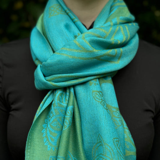 Pashmina Tree of Life Turquoise Scarf