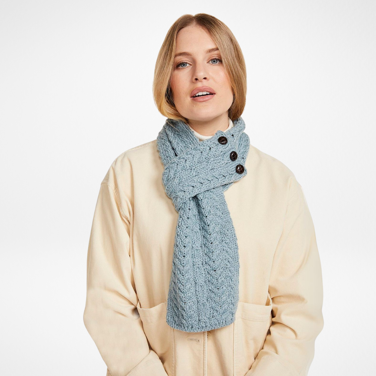 Ballina Aran Buttoned Loop Scarf