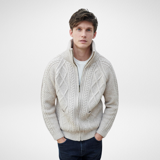 Brannock Men's Aran Zipper Cardigan