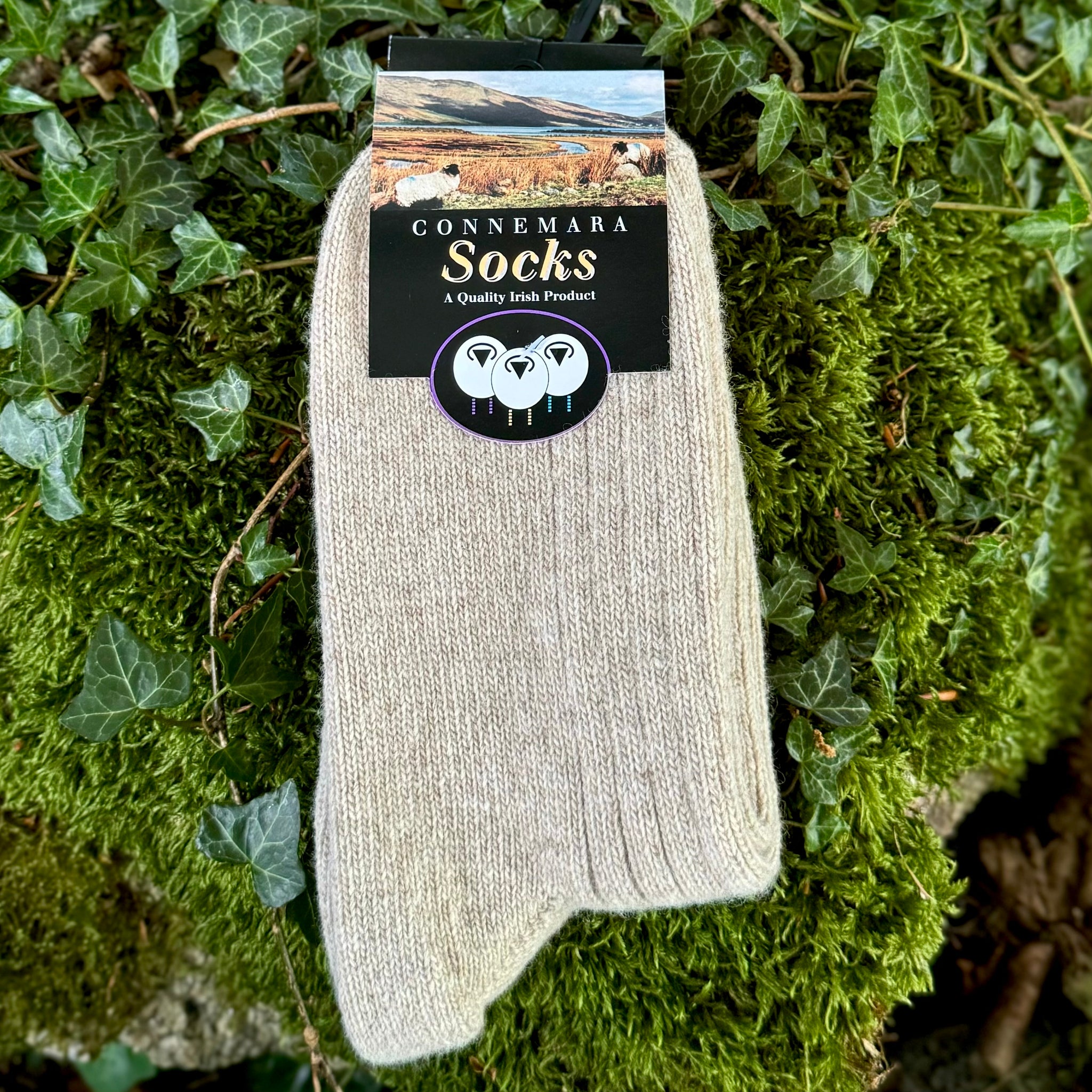 Connemara Socks - White Jacob Sheep Wool