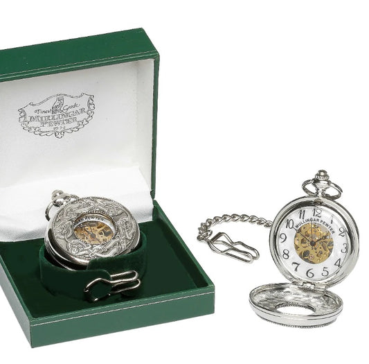 Mullingar Pewter Mechanical Pocket Watch with Kells Design