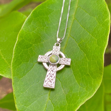 Celtic Cross Pendant with Connemara Marble