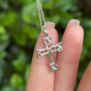 Silver Trinity Knot Celtic Cross Necklace