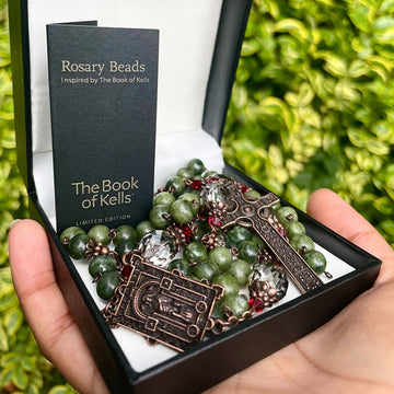 Book Of Kells Connemara Marble Celtic Rosary Beads